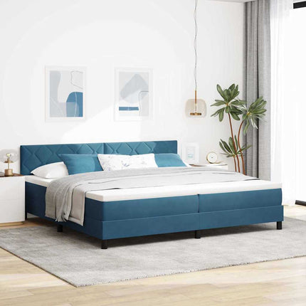 LED Box Spring Bed med hovedgærde Mørk blå 200 x 200 cm Fløjl