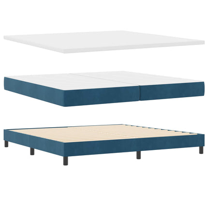 LED Box Spring Bed med hovedgærde Mørk blå 200 x 200 cm Fløjl
