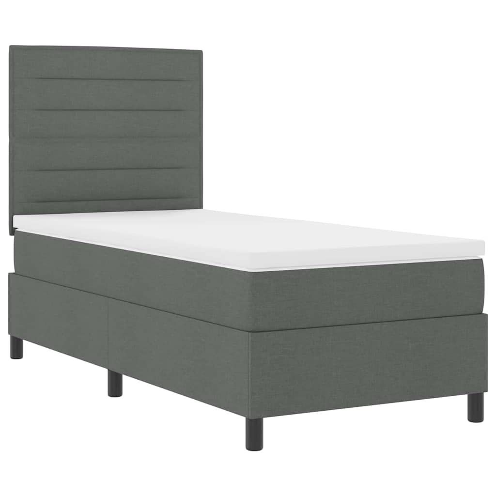 Box spring seng med madras med LED Mørkegrå 80 x 200 cm Stof