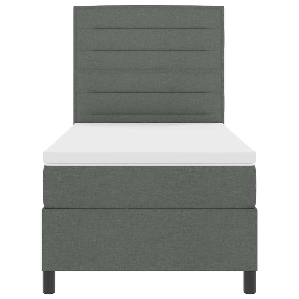 Box spring seng med madras med LED Mørkegrå 80 x 200 cm Stof