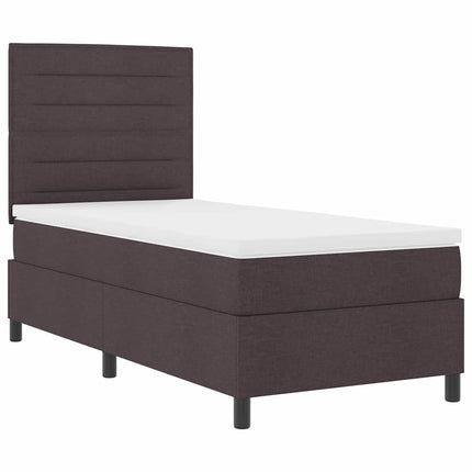 Box spring seng med madras med LED Mørkebrun 80 x 200 cm Stof