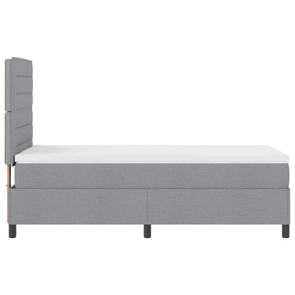 Box spring seng med madras med LED Lysegrå 90 x 190 cm Stof
