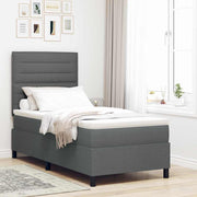 Box spring seng med madras med LED Mørkegrå 90 x 190 cm Stof