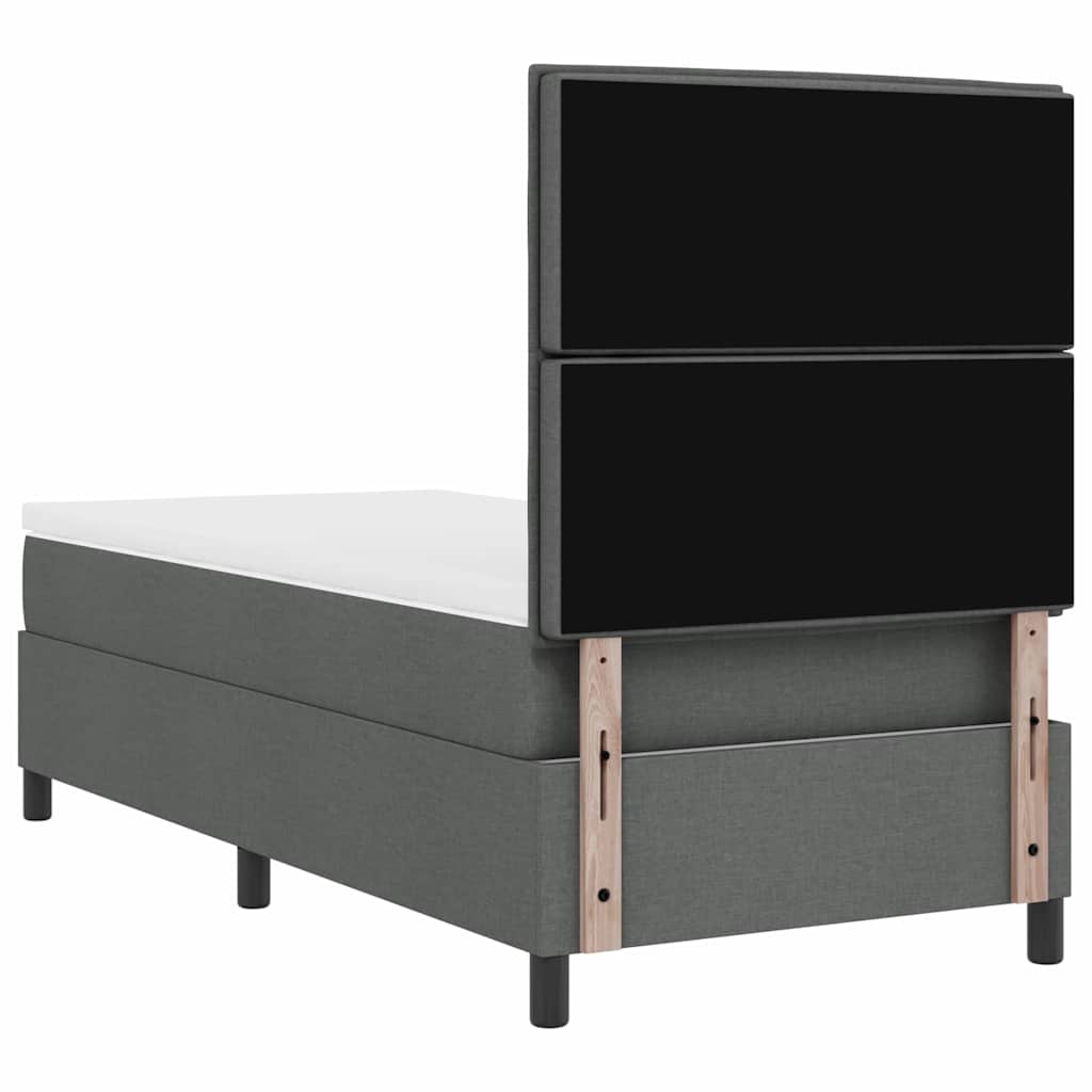 Box spring seng med madras med LED Mørkegrå 90 x 190 cm Stof