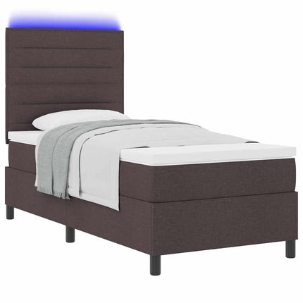 Box spring seng med madras med LED Mørkebrun 90 x 190 cm Stof