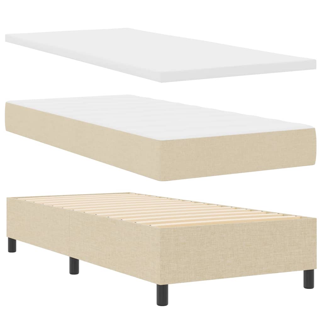 Box spring seng med madras med LED Creme 90 x 190 cm Stof