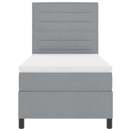 Box spring seng med madras med LED Lysegrå 90 x 200 cm Stof