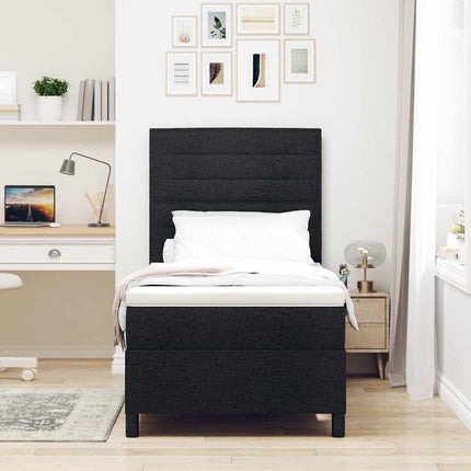 Box spring seng med madras med LED Sort 90 x 200 cm Stof