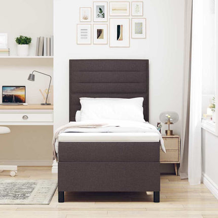 Box spring seng med madras med LED Mørkebrun 90 x 200 cm Stof