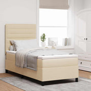 Box spring seng med madras med LED Creme 90 x 200 cm Stof