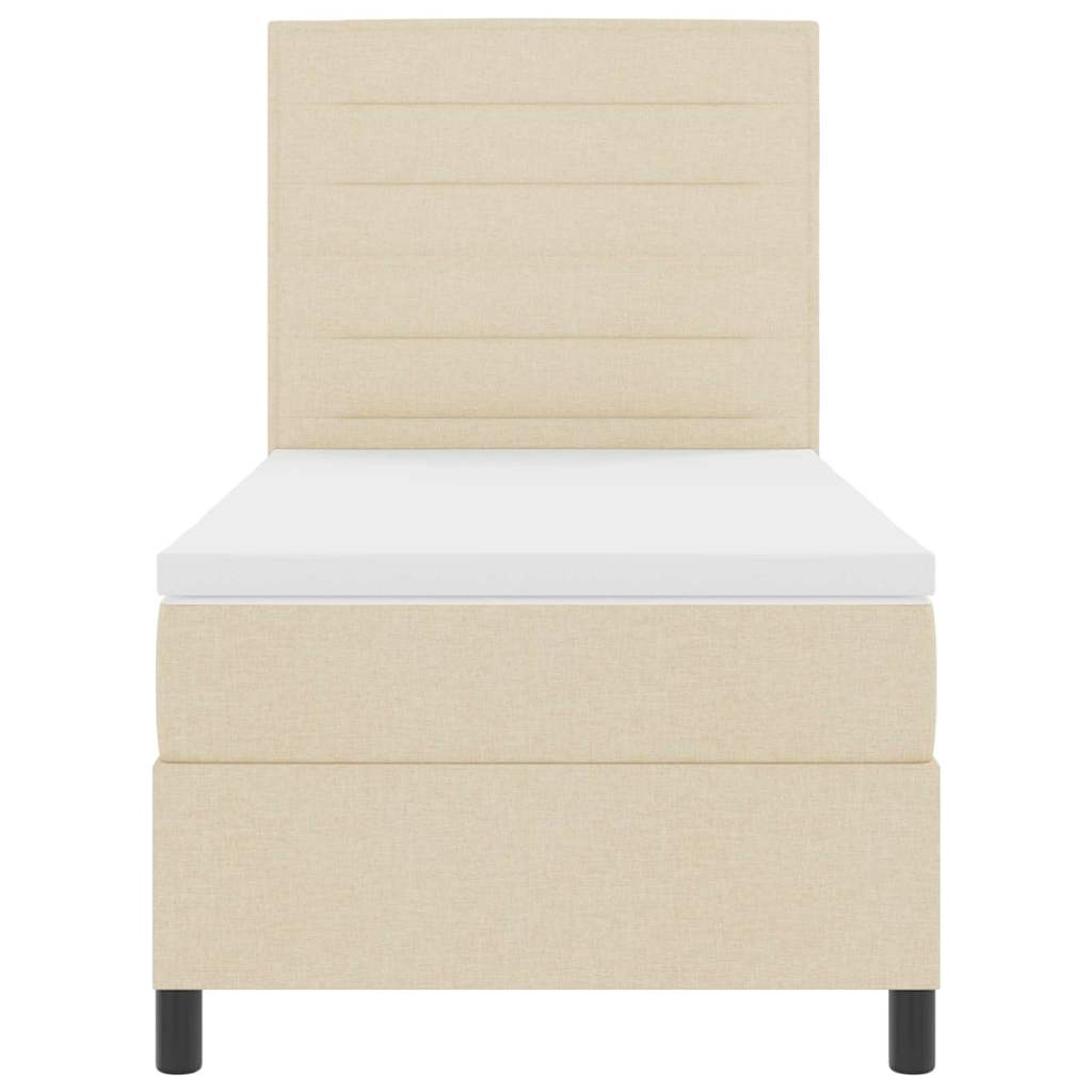 Box spring seng med madras med LED Creme 90 x 200 cm Stof