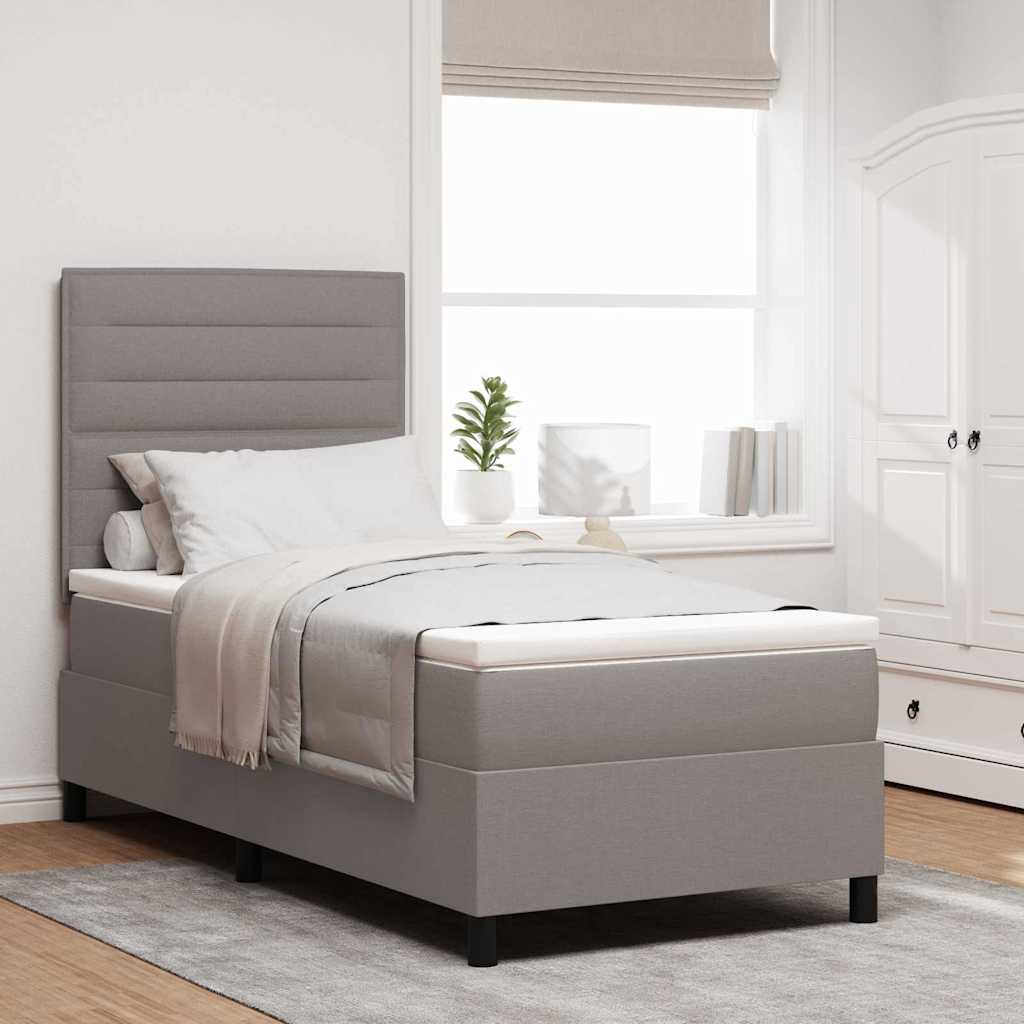 Box spring seng med madras med LED Gråbrun 100 x 200 cm Stof