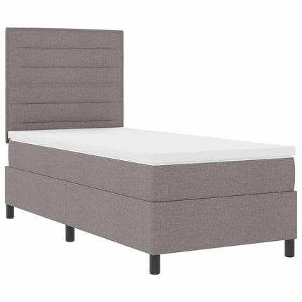 Box spring seng med LED-lysstrimler Gråbrun 100 x 200 cm Stof