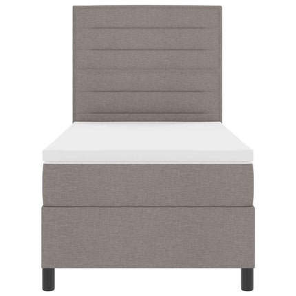 Box spring seng med LED-lysstrimler Gråbrun 100 x 200 cm Stof