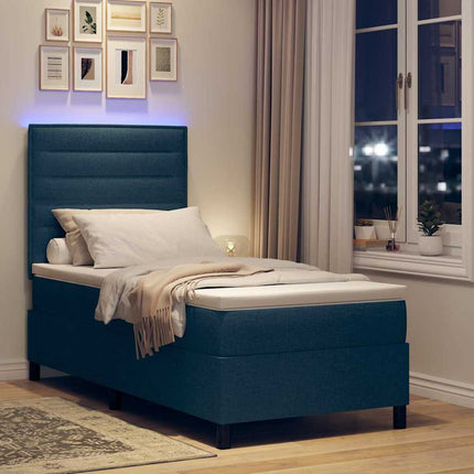 Box spring seng med madras med LED Blå 100 x 200 cm Stof