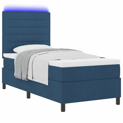 Box spring seng med madras med LED Blå 100 x 200 cm Stof