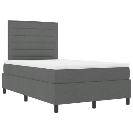 Box spring seng med madras med LED Mørkegrå 120 x 190 cm Stof