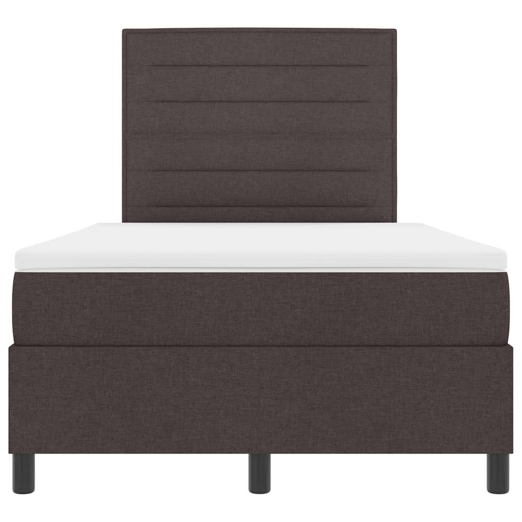 Box spring seng med madras med LED Mørkebrun 120 x 190 cm Stof