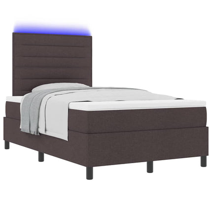 Box spring seng med madras med LED Mørkebrun 120 x 190 cm Stof