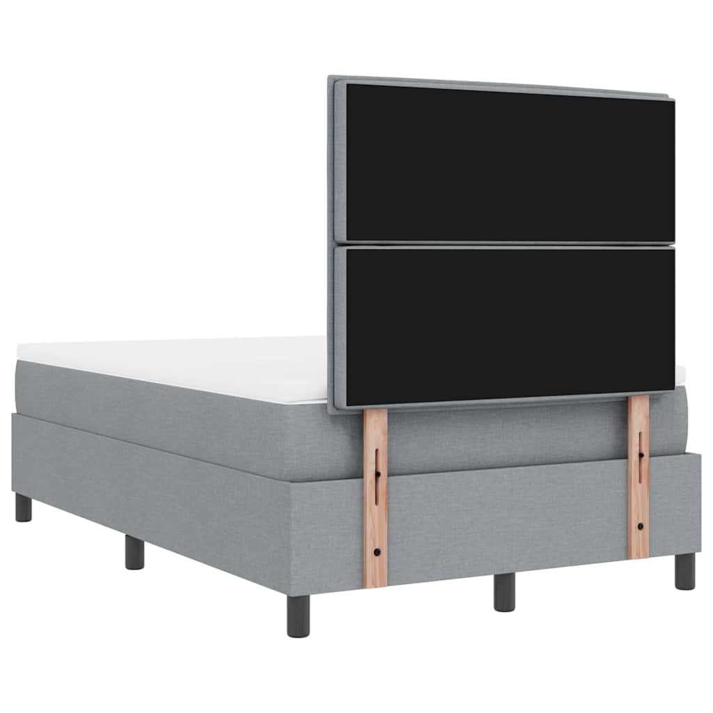 Box spring seng med madras med LED Lysegrå 120 x 200 cm Stof