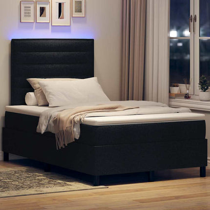 Box spring seng med madras med LED Sort 120 x 200 cm Stof