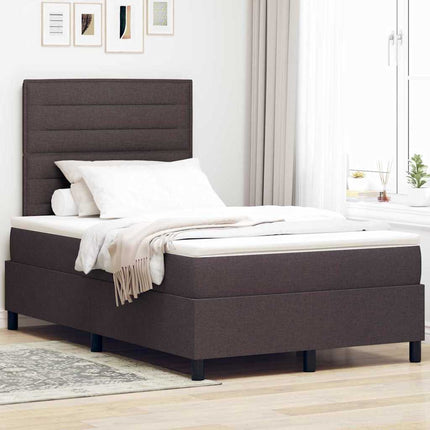 Box spring seng med madras med LED Mørkebrun 120 x 200 cm Stof