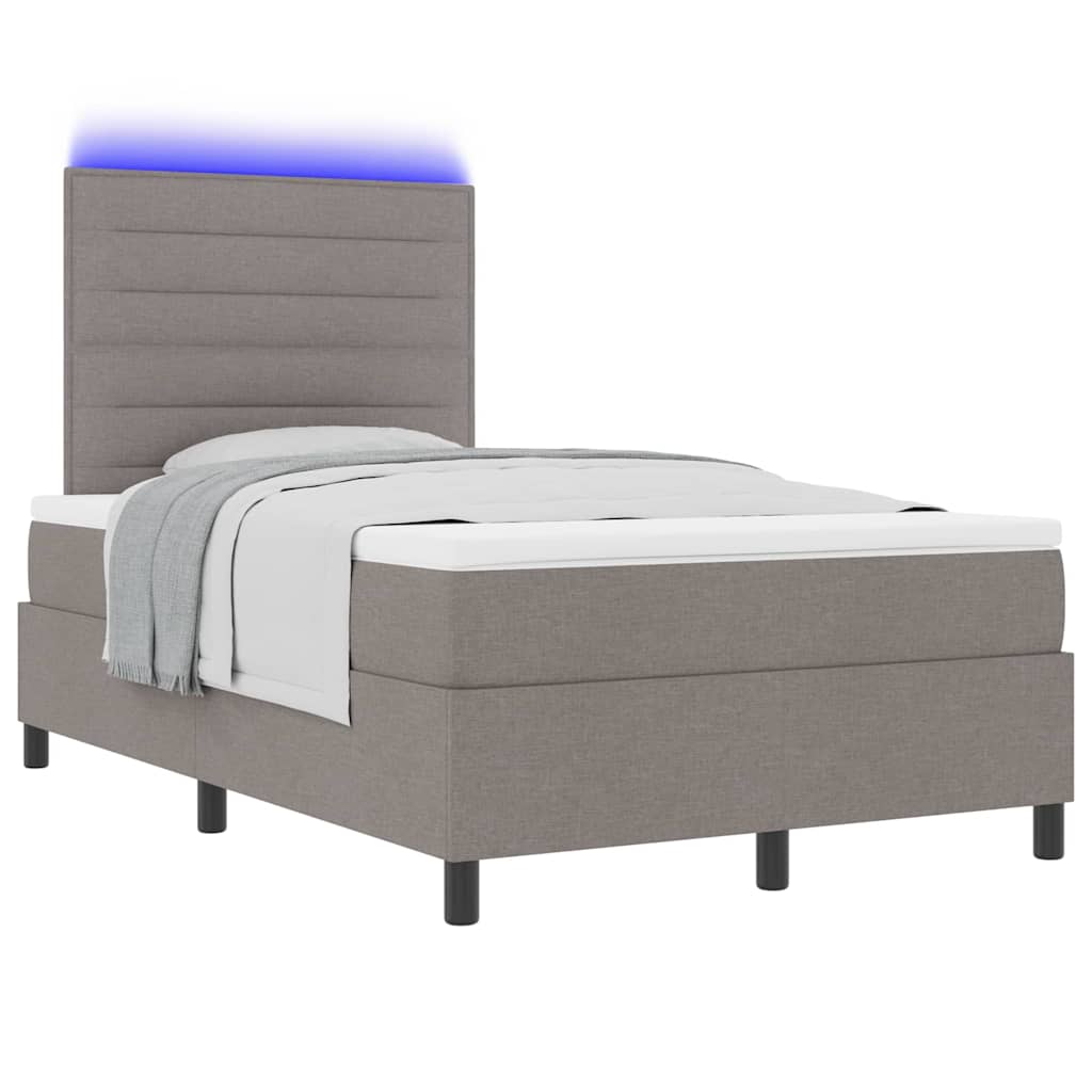 Box spring seng med madras med LED Gråbrun 120 x 200 cm Stof