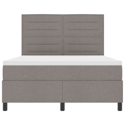 Box spring seng med madras med LED Gråbrun 140 x 190 cm Stof