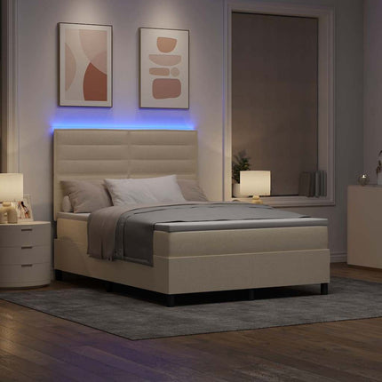 Box spring seng med madras med LED Creme 140 x 190 cm Stof