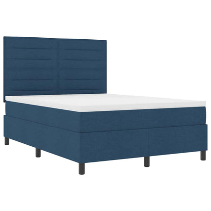 Box spring seng med madras med LED Blå 140 x 190 cm Stof