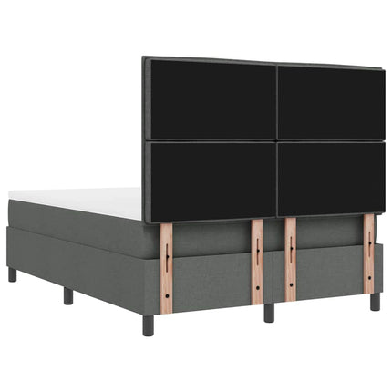 Box spring seng med madras med LED Mørkegrå 140 x 200 cm Stof