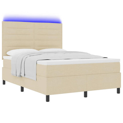 Box spring seng med madras med LED Creme 140 x 200 cm Stof