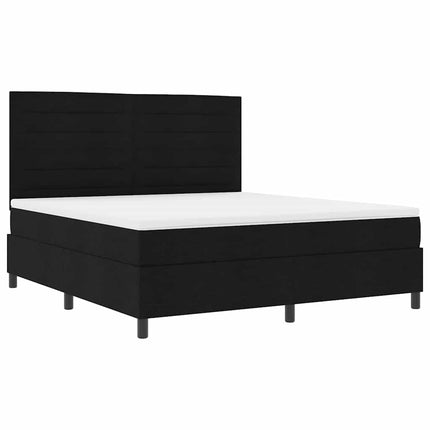 Box spring seng med madras med LED Sort 180 x 200 cm Stof