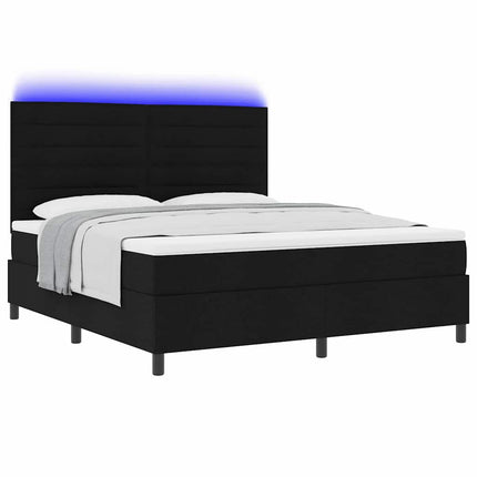 Box spring seng med madras med LED Sort 180 x 200 cm Stof