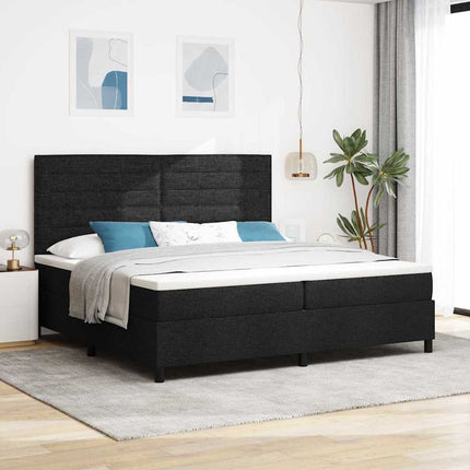 Box spring seng med madras med LED Sort 200 x 200 cm Stof