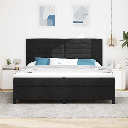 Box spring seng med madras med LED Sort 200 x 200 cm Stof