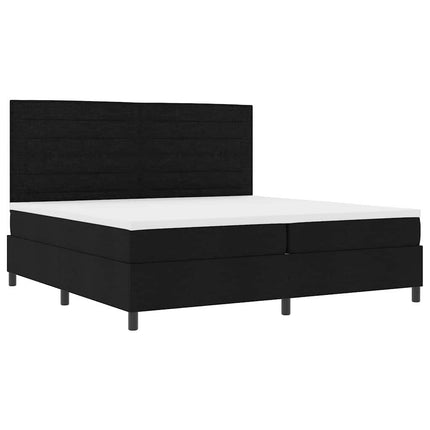 Box spring seng med madras med LED Sort 200 x 200 cm Stof