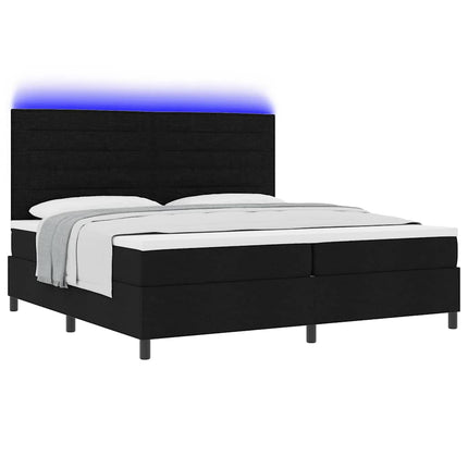 Box spring seng med madras med LED Sort 200 x 200 cm Stof