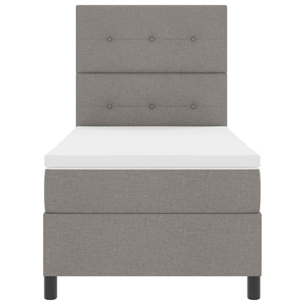 Box spring seng med LED-lysstrimler Gråbrun 80 x 200 cm Stof