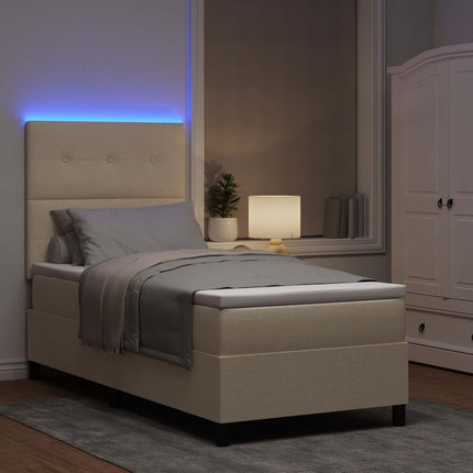 Box spring seng med LED-lysstrimler Creme 80 x 200 cm Stof