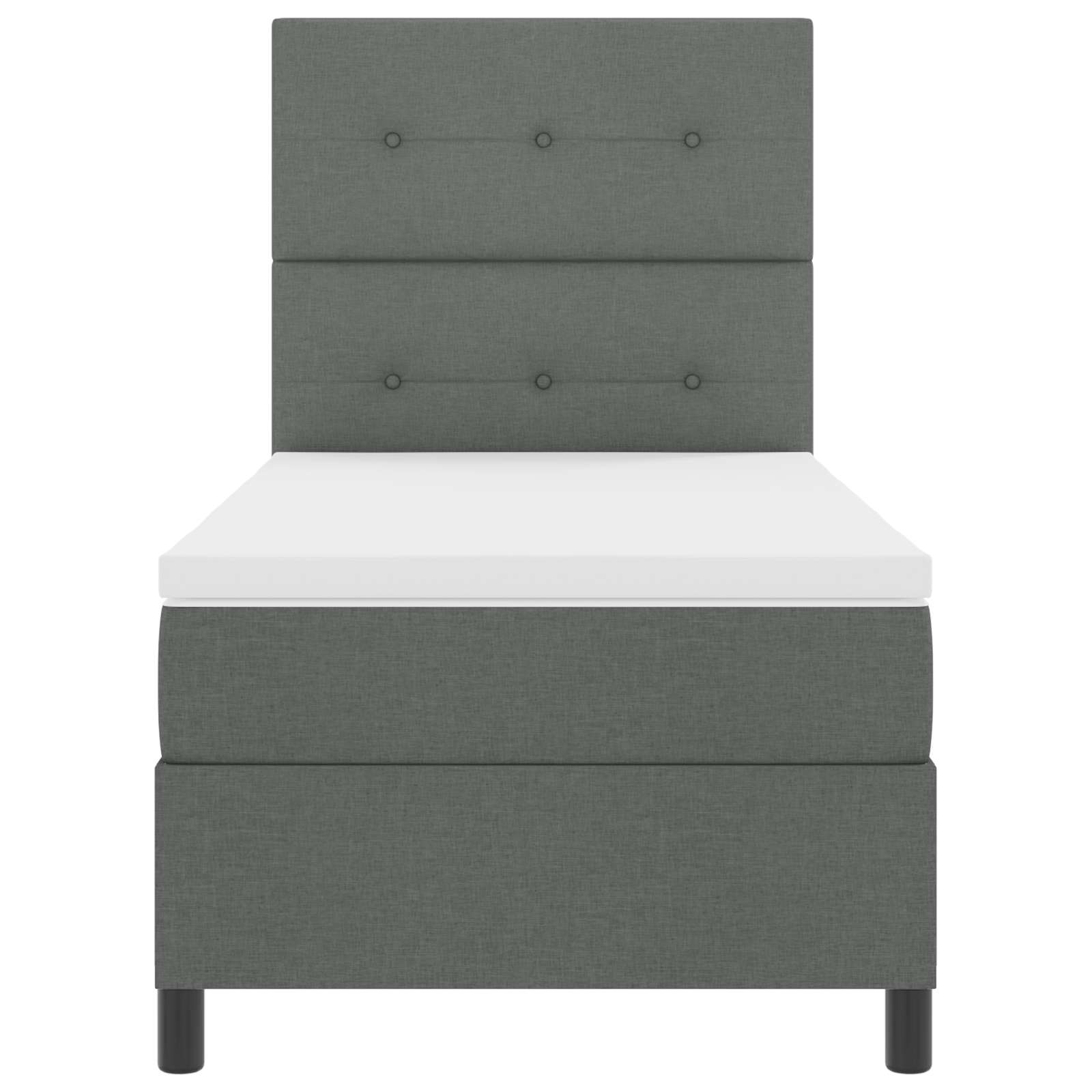 Box spring seng med LED-lysstrimler Mørkegrå 90 x 190 cm Stof