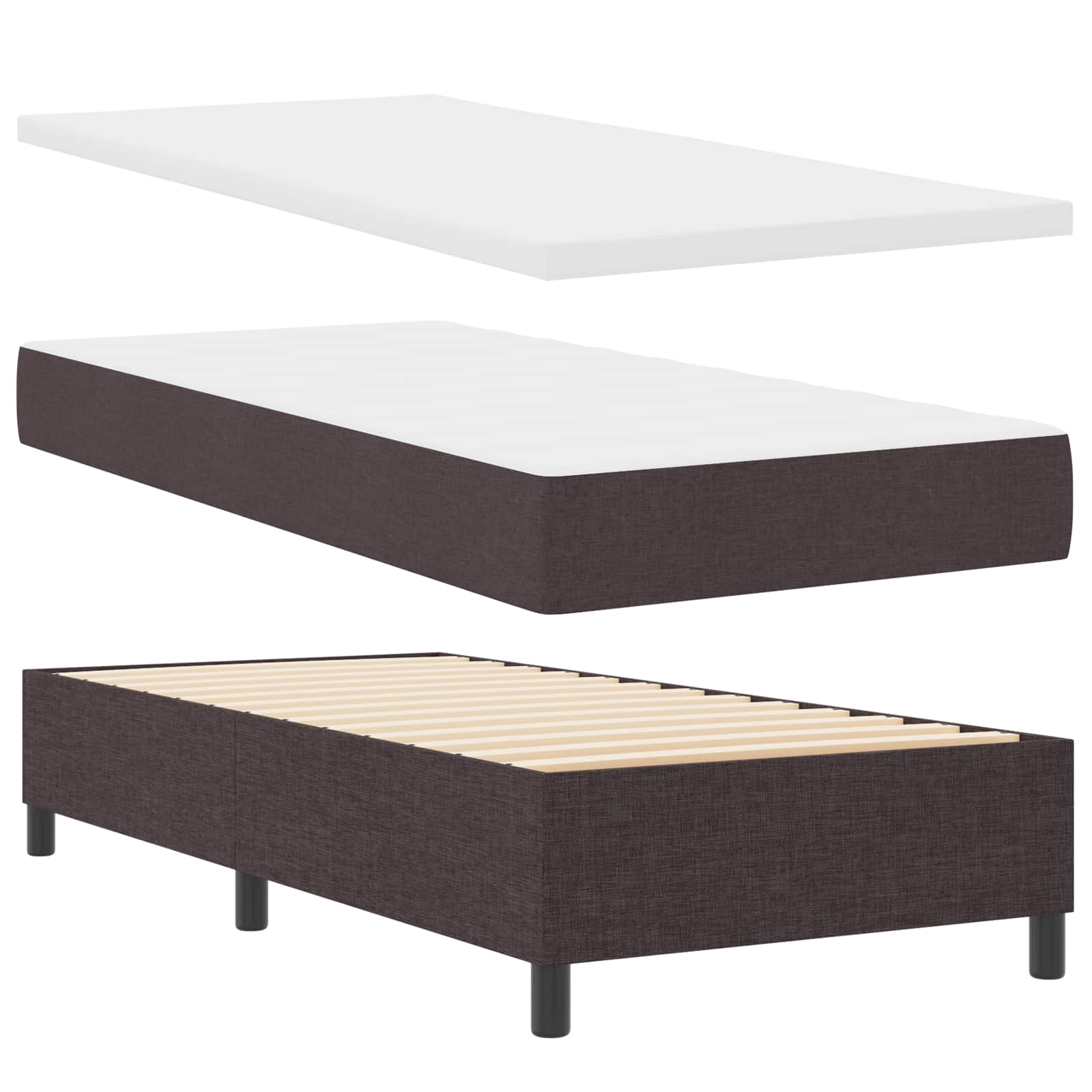 Box spring seng med LED-lysstrimler Mrkebrun 90 x 190 cm Stof