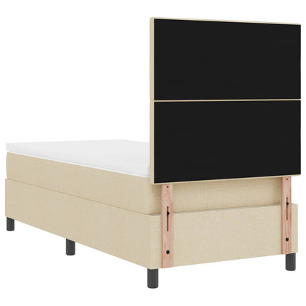 Box spring seng med LED-lysstrimler Creme 90 x 190 cm Stof