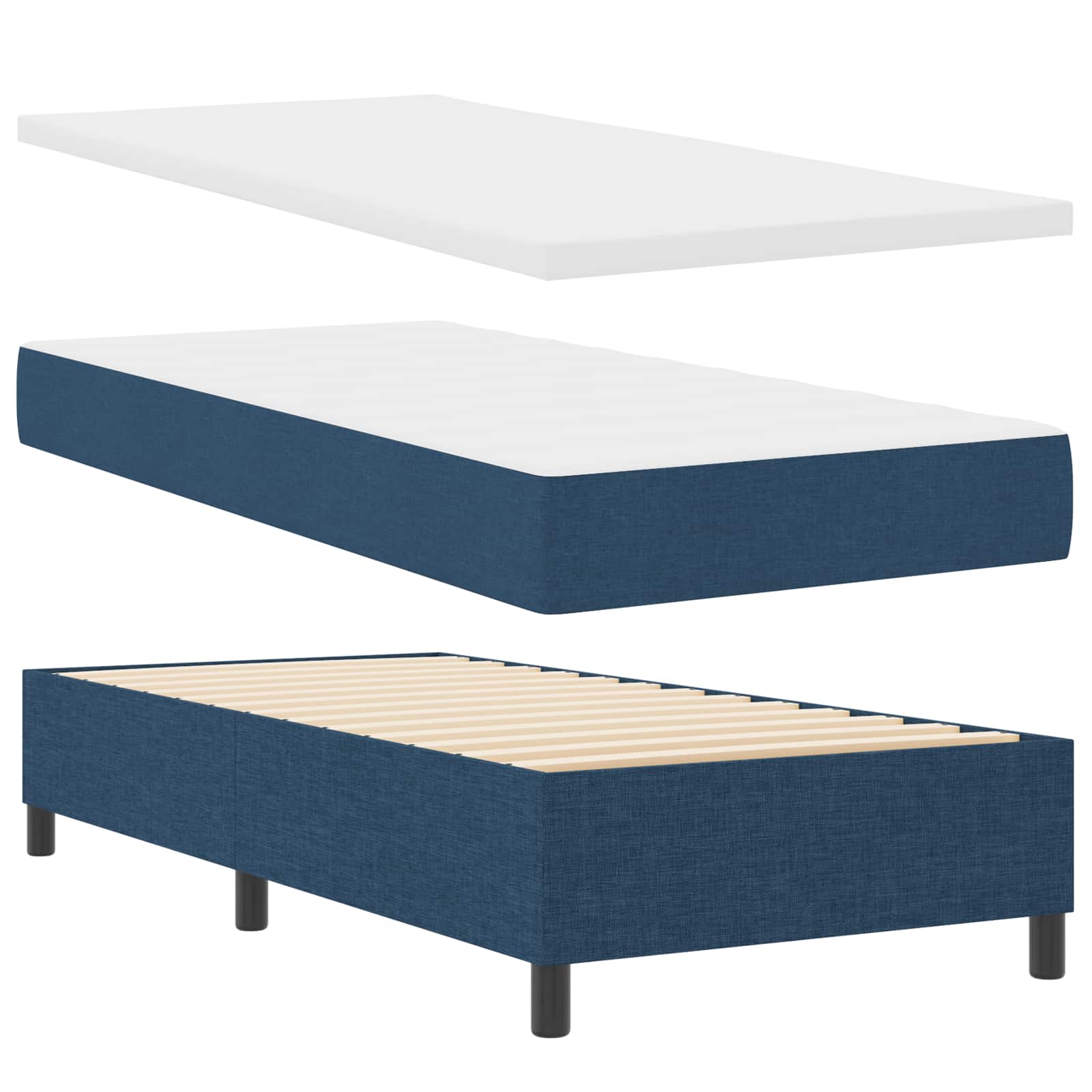 Box spring seng med LED-lysstrimler Bl 90 x 190 cm Stof