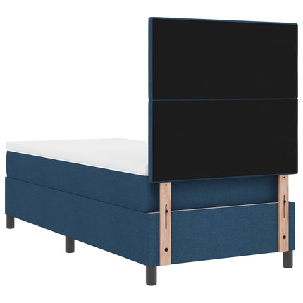 Box spring seng med LED-lysstrimler Blå 90 x 190 cm Stof