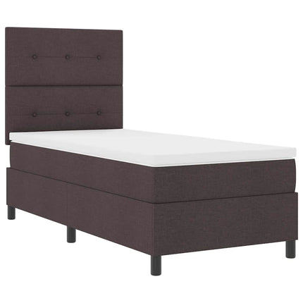 Box spring seng med LED-lysstrimler Mørkebrun 100 x 200 cm Stof