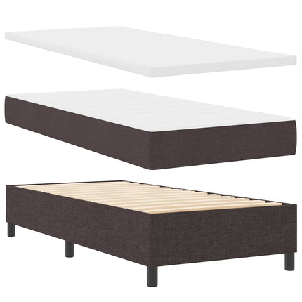 Box spring seng med LED-lysstrimler Mørkebrun 100 x 200 cm Stof