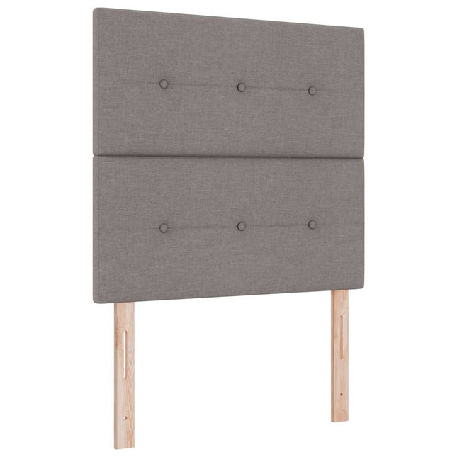 Box spring seng med LED-lysstrimler Gråbrun 100 x 200 cm Stof