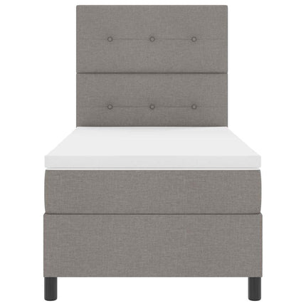 Box spring seng med LED-lysstrimler Gråbrun 100 x 200 cm Stof