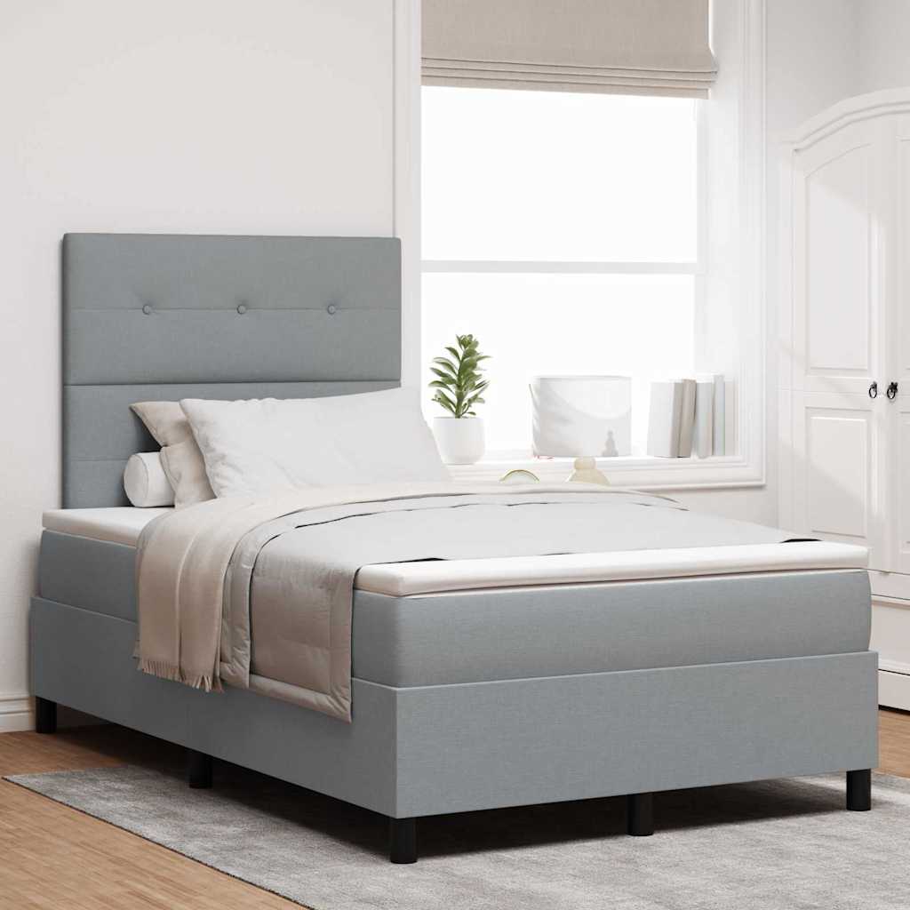 Box spring seng med LED-lysstrimler Lysegr 120 x 190 cm Stof